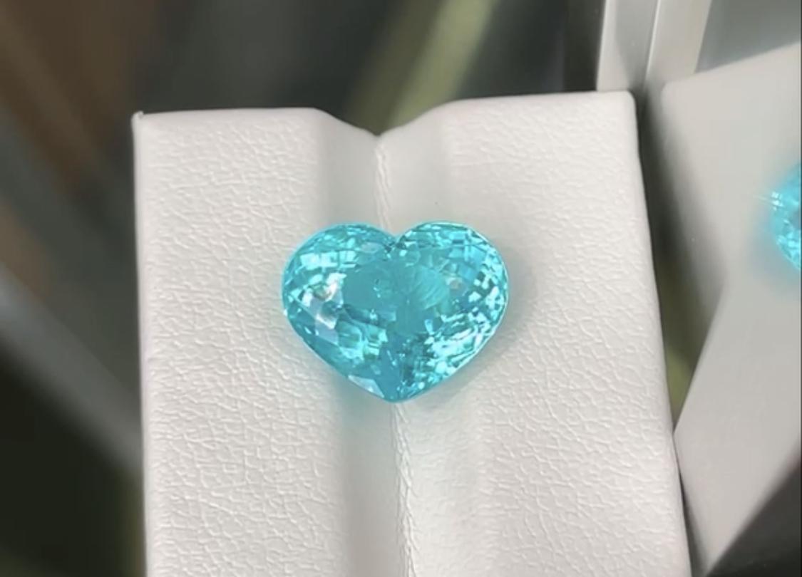 Emilio Jewelry Certified 6.90 Carat Neon Paraiba Heart