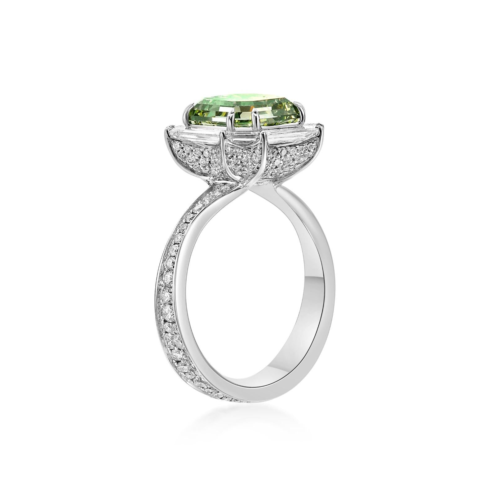 Emilio Jewelry GIA Certified Fancy Greenish Diamond Ring