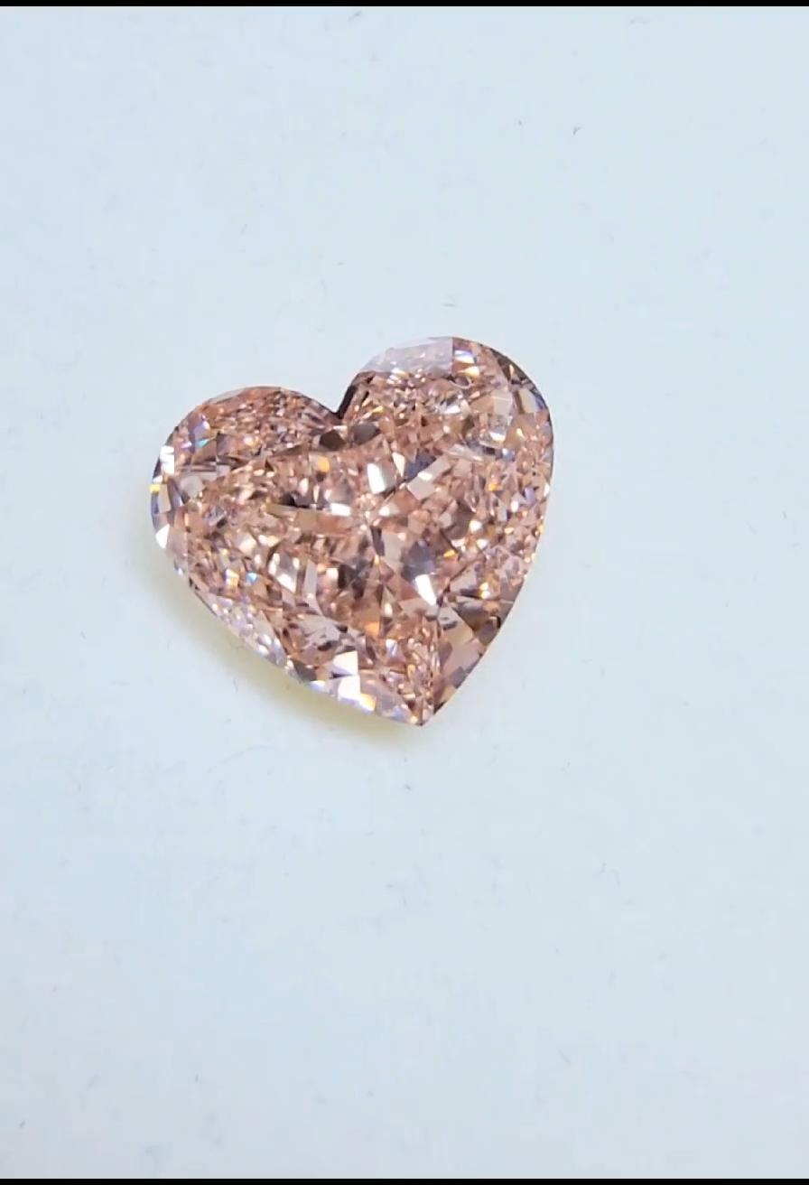 Emilio Jewelry Gia Certified Fancy Intense Orangey Pink Heart Shape Diamond