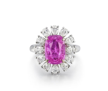 Emilio Jewelry Certified 5.90 Carat No Heat Pink Sapphire Ring