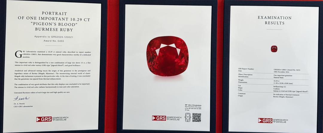 Emilio Jewelry Certified 10.29 Carat Pigeon Blood No Heat Burma Ruby Ring