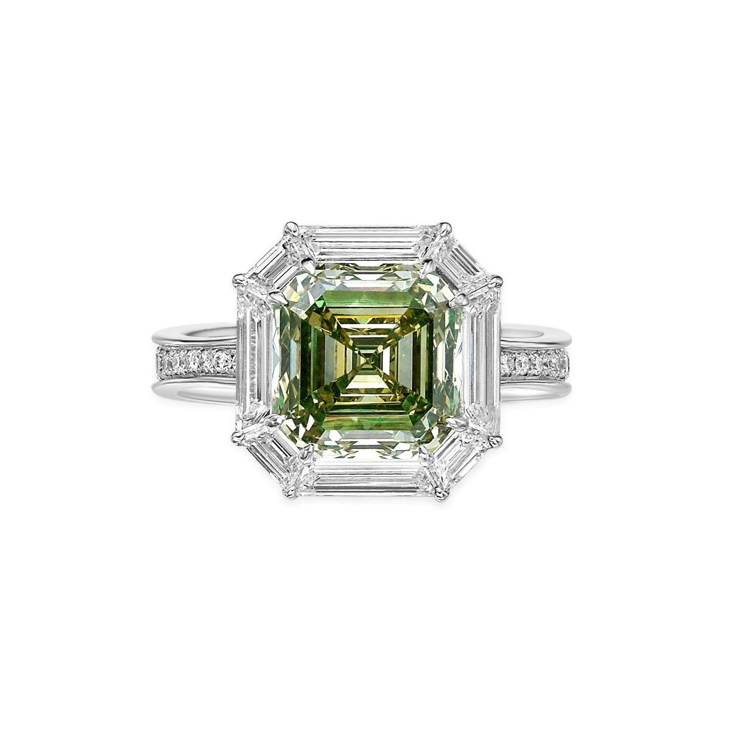 Emilio Jewelry GIA Certified Fancy Greenish Diamond Ring