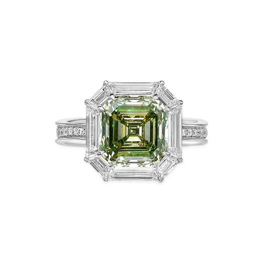 Emilio Jewelry GIA Certified Fancy Greenish Diamond Ring