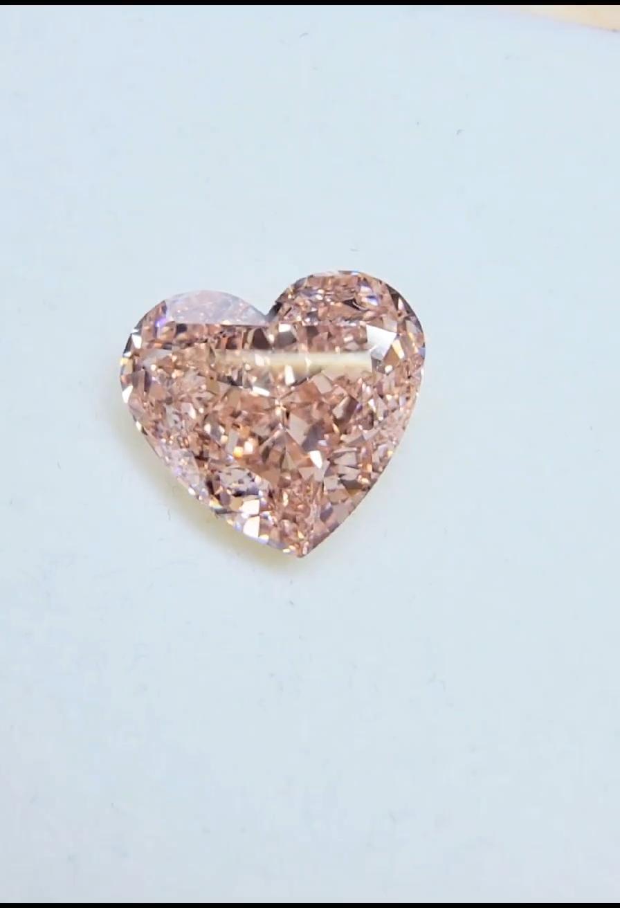 Emilio Jewelry Gia Certified Fancy Intense Orangey Pink Heart Shape Diamond