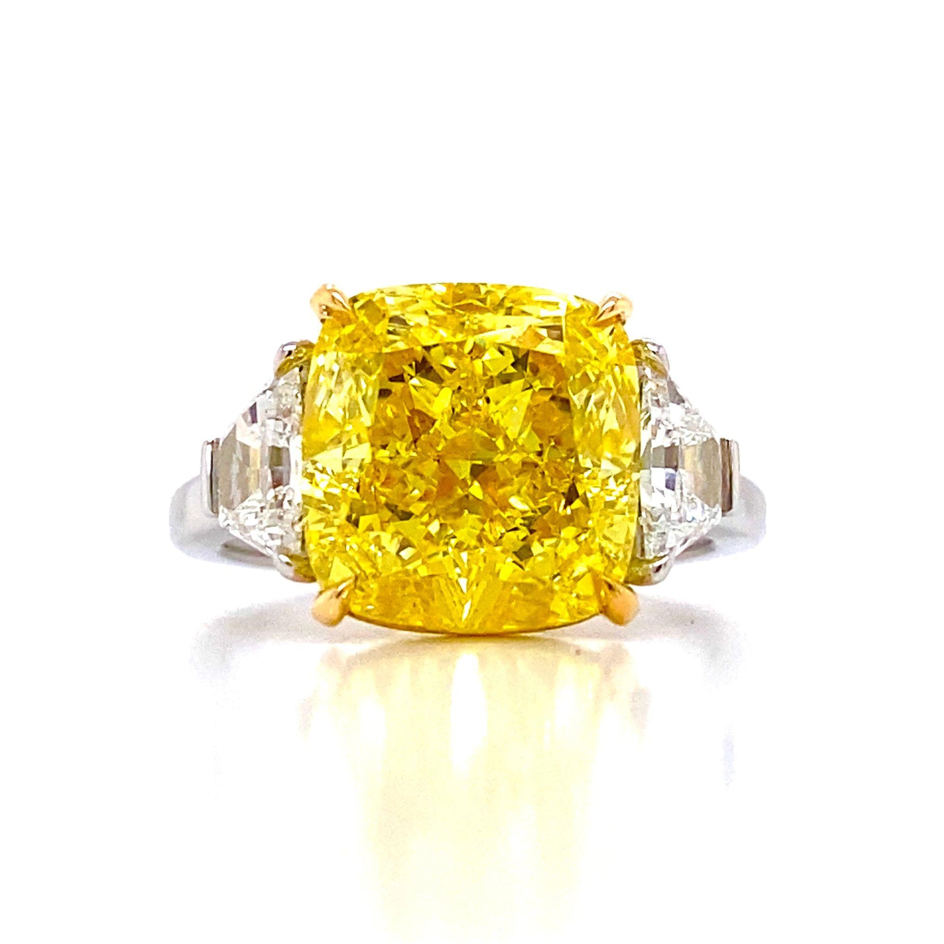 Emilio Jewelry Gia Certified 7.00 Carat Fancy Vivid Yellow Diamond Ring