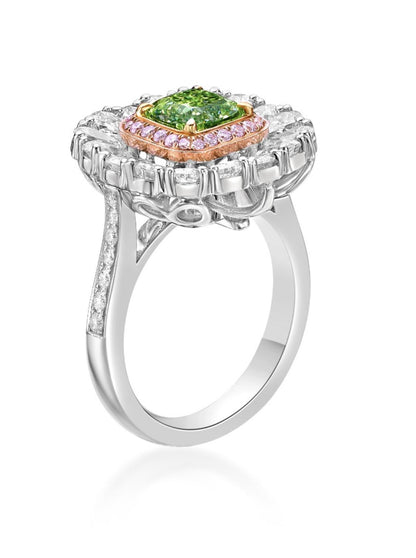 Emilio Jewelry Gia Certified 3.95 Carat Fancy Yellow Green Diamond Ring