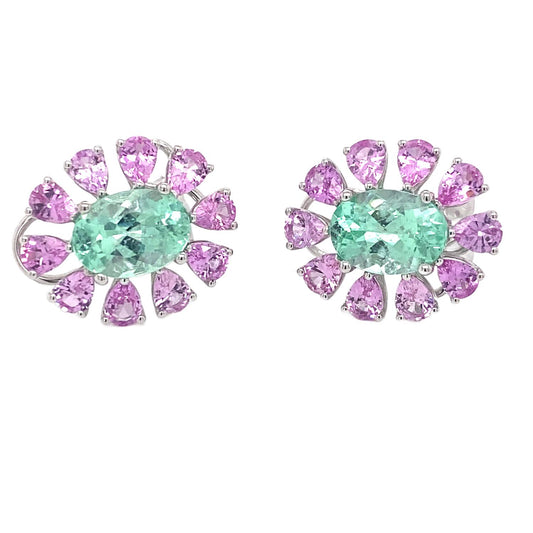 Emilio Jewelry 3.84 Carat Natural Paraiba Pink Sapphire Earring