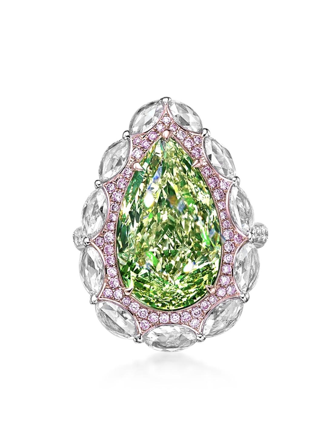 Emilio Jewelry Gia Certified 12.00 Carat Fancy Greenish Yellow Diamond Ring