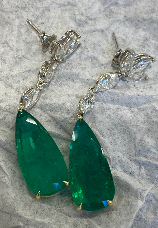 Emilio Jewelry Certified Vivid Green Emerald Drop Earring