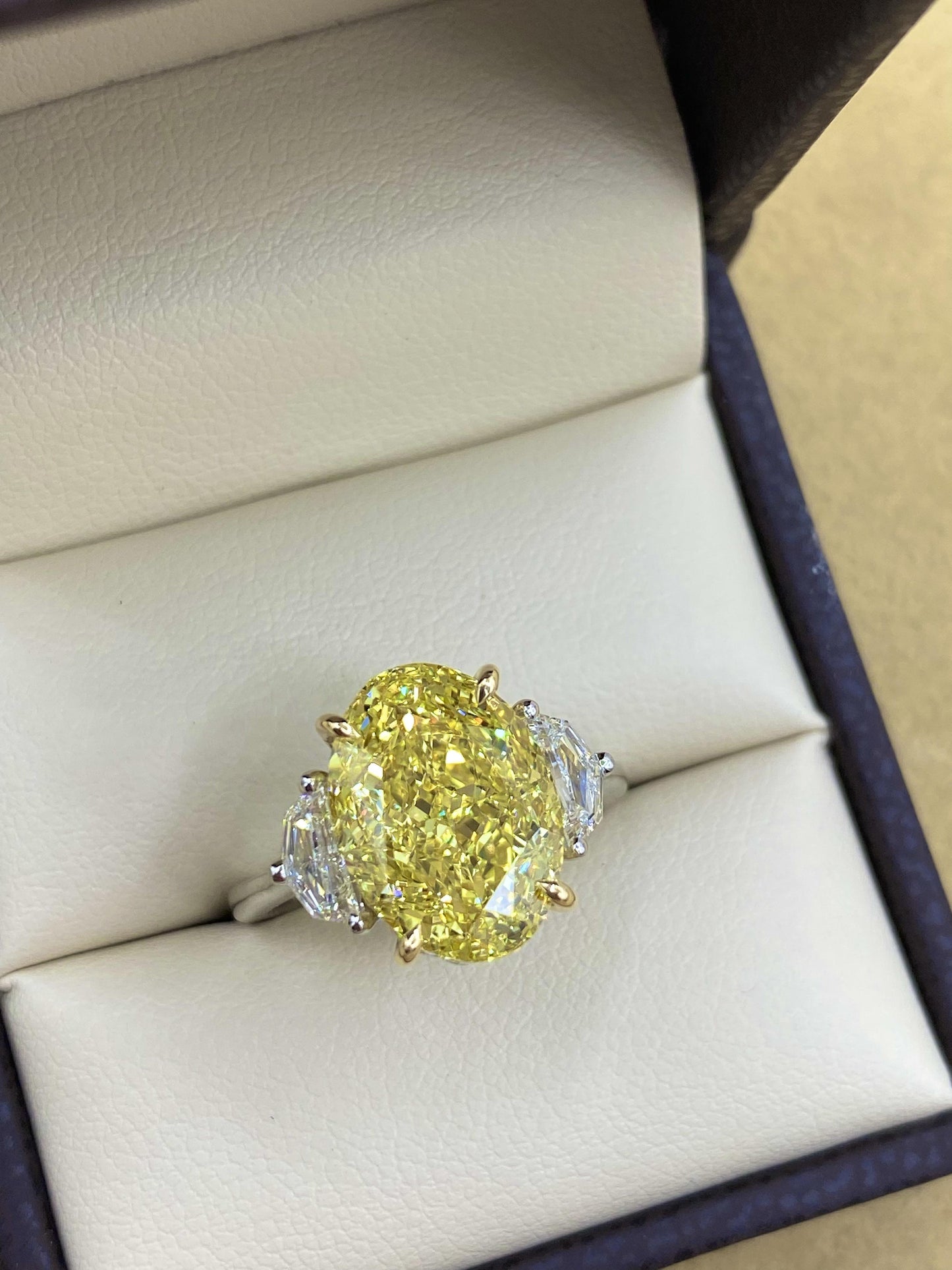 Emilio Jewelry GIA Certified 7.00 Carat Oval Fancy Intense Yellow Diamond Ring