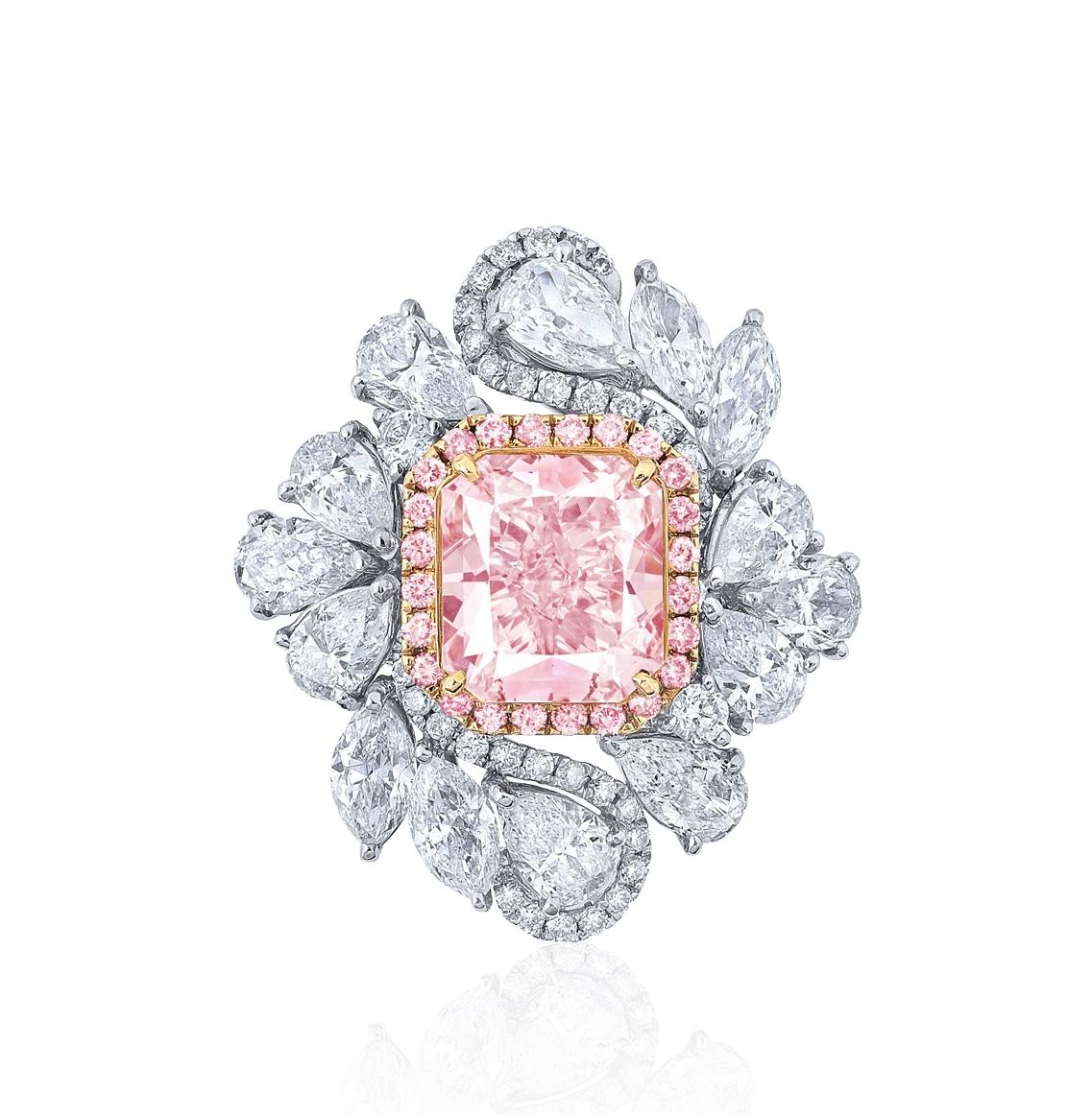 Emilio Jewelry Gia Certified 4.00 Carat Fancy Light Pink Diamond Ring