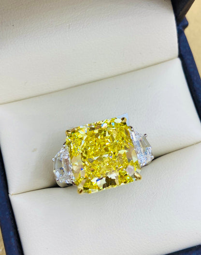 Emilio Jewelry Gia Certified 11.00 Carat Vivid Yellow Diamond Ring