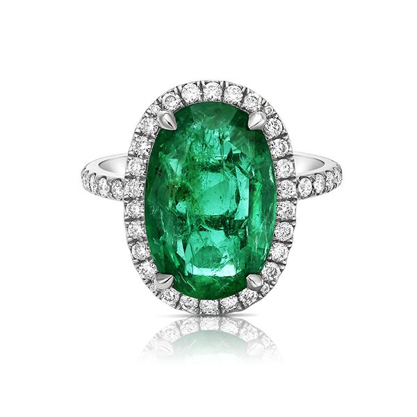 Emilio Jewelry AGL Certified 6.92 Carat Vivid Green Emerald Ring