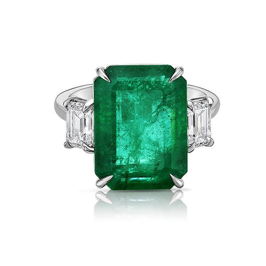 Emilio Jewelry 9.98 Carat Emerald Diamond Ring