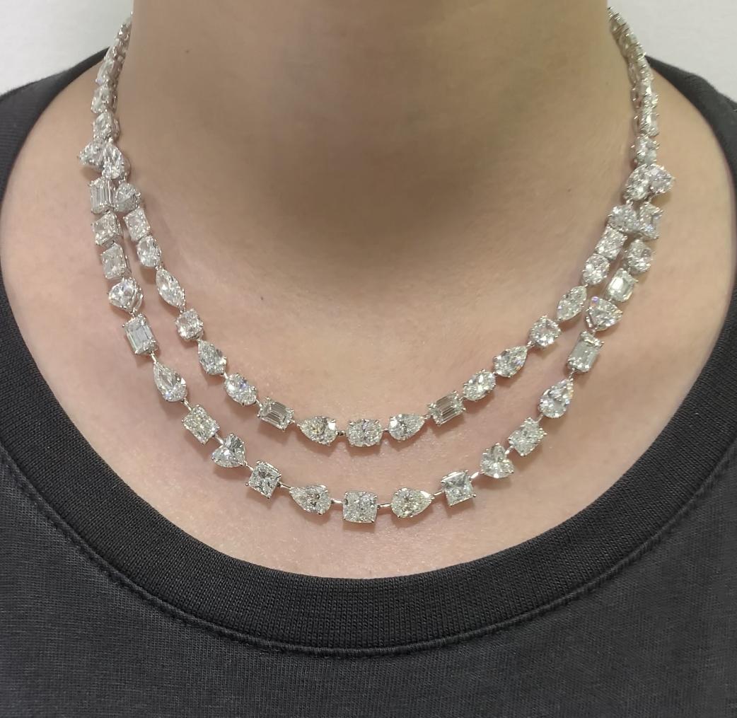 Emilio Jewelry Gia Certified 57.00 Carat Double Strand Diamond Necklace