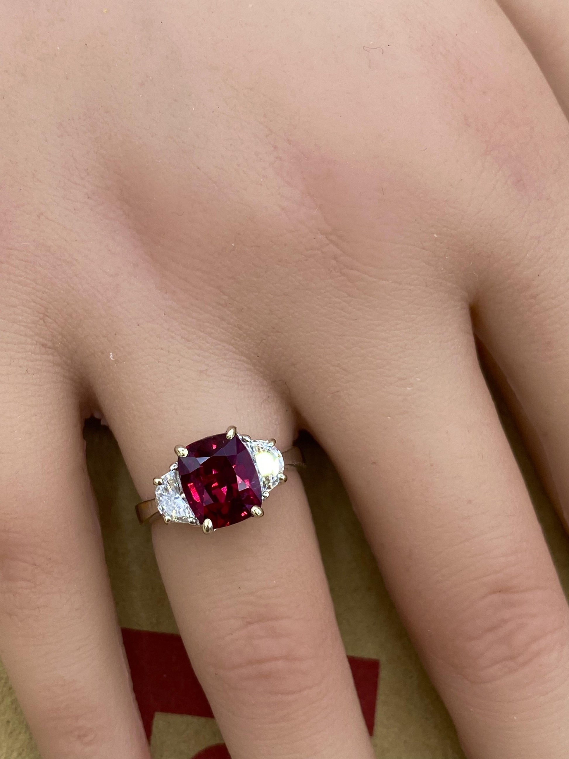 Emilio Jewelry Certified 4.00 Carat No Heat Ruby Ring