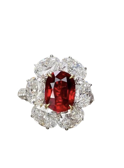 Emilio Jewelry Certified 4.00 Carat Untreated Ruby Diamond Ring