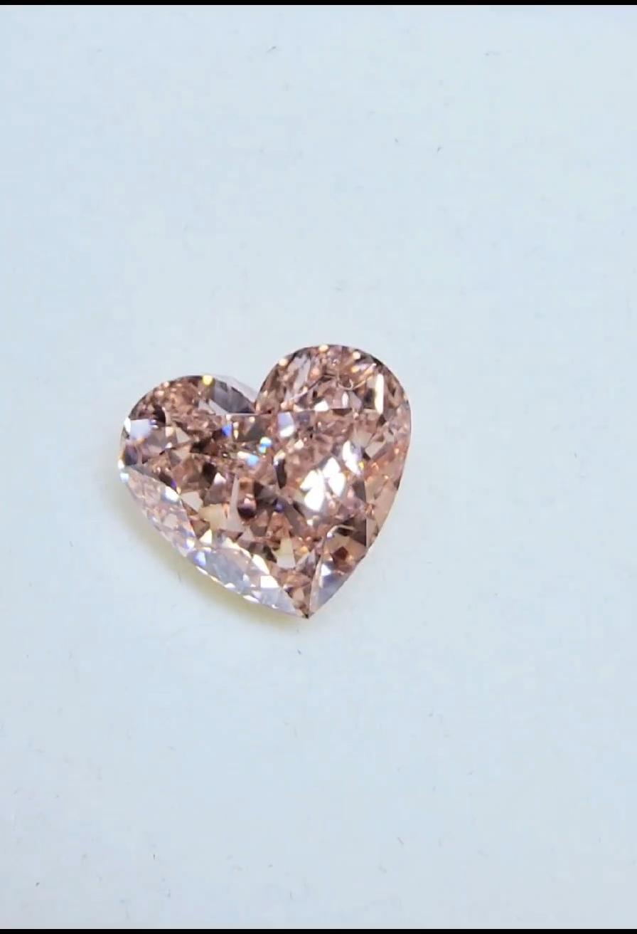 Emilio Jewelry Gia Certified Fancy Intense Orangey Pink Heart Shape Diamond