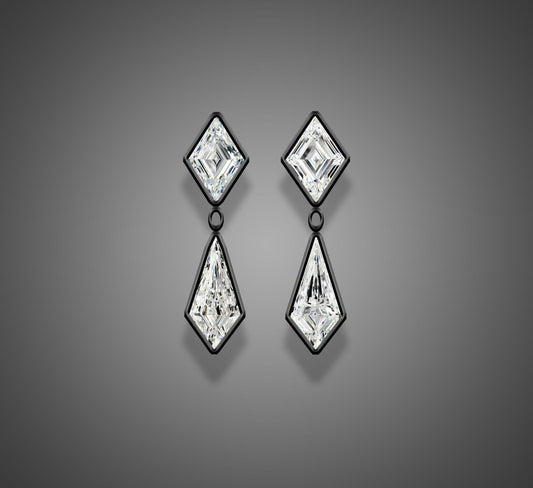 Emilio Jewelry Gia Certified 6.21 Carat Lozenge Kite Diamond Earring