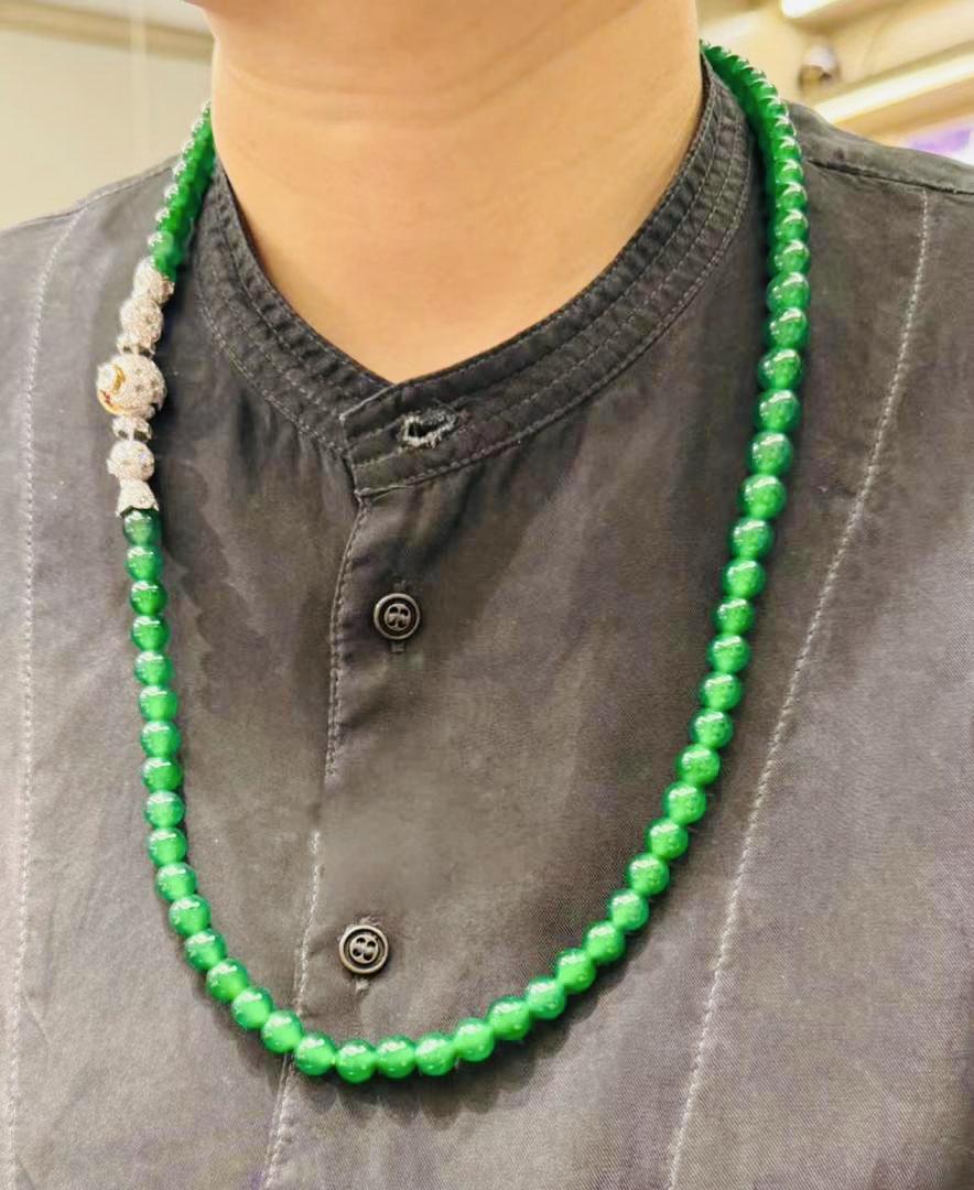 Emilio Jewelry 9mm Jadeite Jade Long Necklace