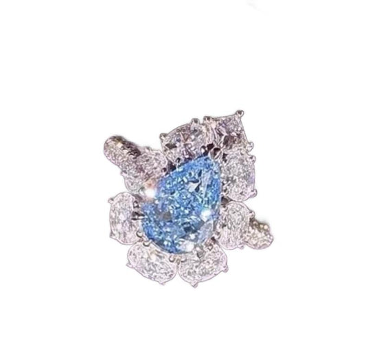 Emilio Jewelry Gia Certified 5.00 Carat Blue Diamond Ring