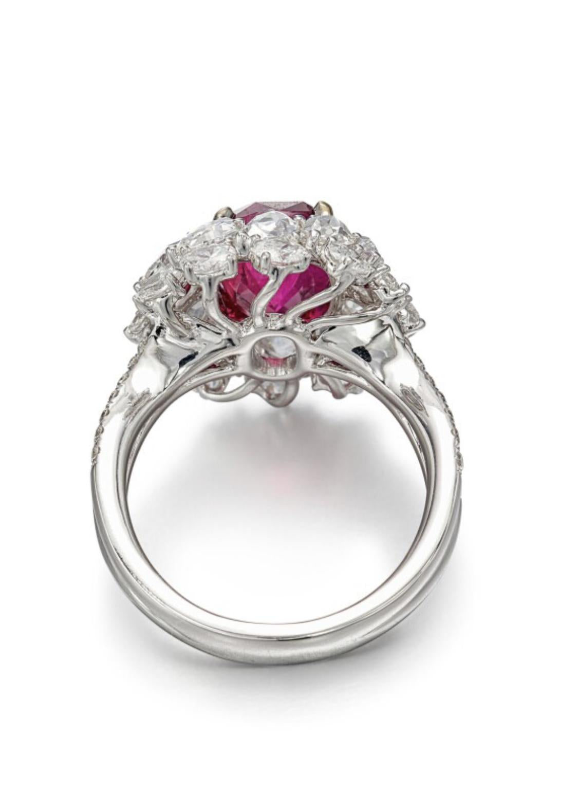 Emilio Jewelry Certified 6.00 Carat No Heat Vivid Red Ruby Ring