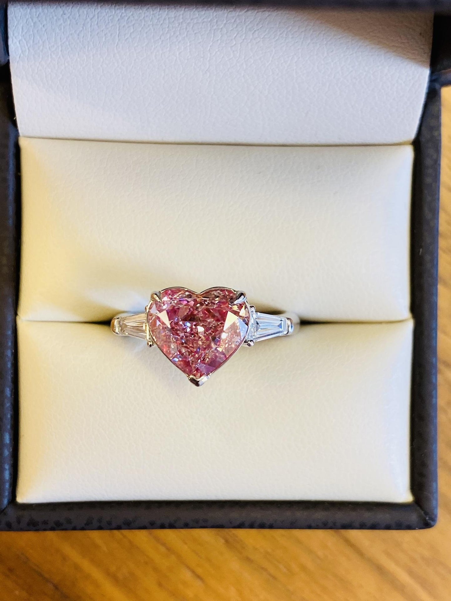 Emilio Jewelry Gia Certified 4.04 Carat Fancy Light Pink Heart Diamond Ring