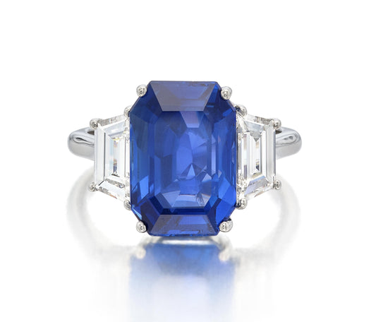 Emilio Jewelry Certified 8.75 Carat Burma No Heat Sapphire Ring