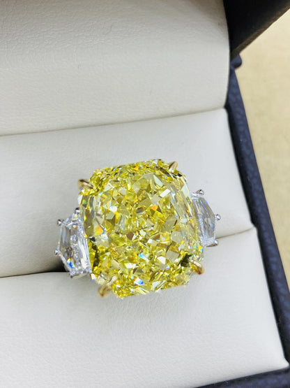 Emilio Jewelry Gia Certified 16.00 Carat Fancy Intense Yellow Diamond Ring