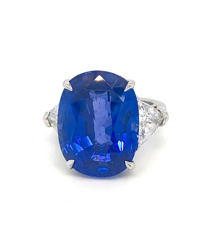 Emilio Jewelry AGL Certified 15.00 Carat No Heat Sapphire Ring