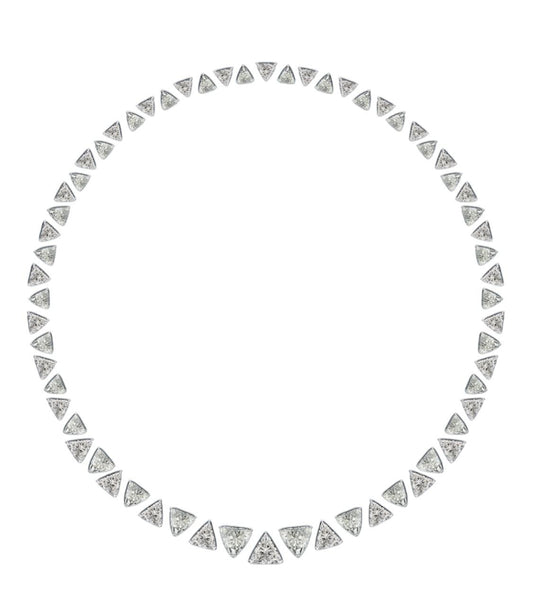 Emilio Jewelry Gia Certified 37.00 Carat Trilliant Cut Diamond Necklace Layout