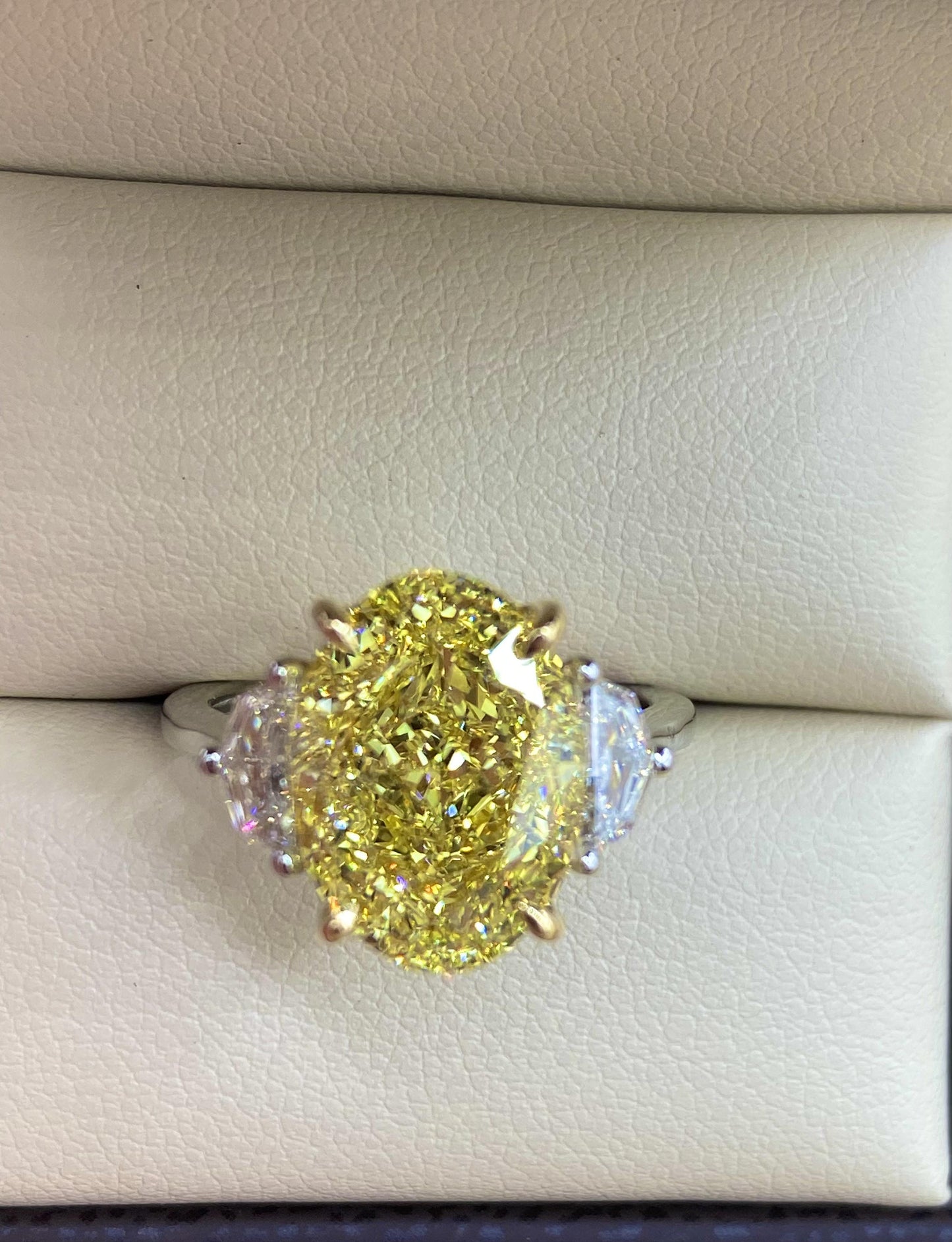 Emilio Jewelry GIA Certified 7.00 Carat Oval Fancy Intense Yellow Diamond Ring