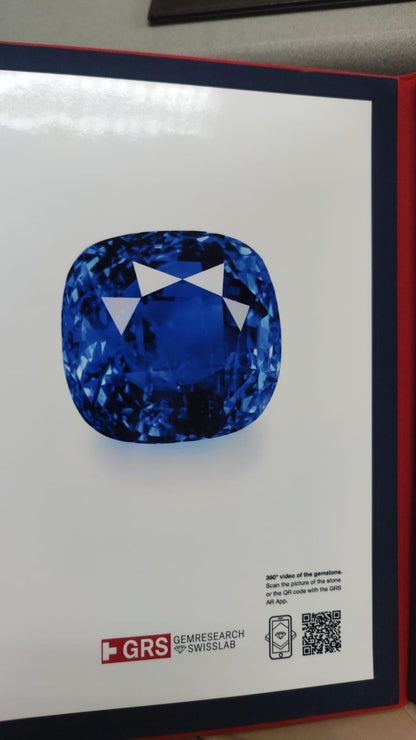 Emilio Jewelry Certified 60.00 Carat No Heat Royal Blue Sapphire