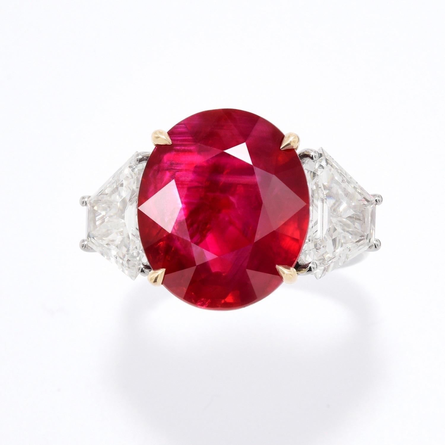 Emilio Jewelry 10.00 Carat Pigeon Blood Burma No Heat Pigeons Blood Ruby Ring