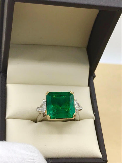 Emilio Jewelry 12.29 Carat Emerald Diamond Ring