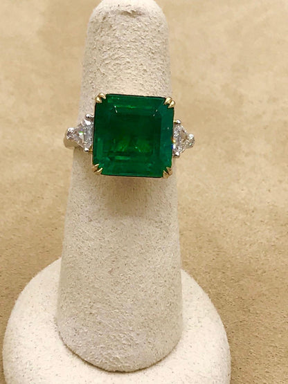 Emilio Jewelry 12.29 Carat Emerald Diamond Ring