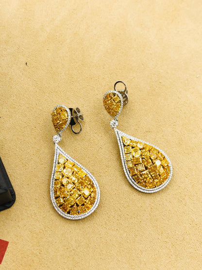 Emilio Jewelry 12.75 Carat Fancy Yellow Diamond Earrings