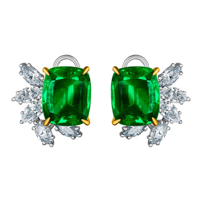 Emilio Jewelry 14.62 Carat Certified Vivid Green Emerald Diamond Earrings