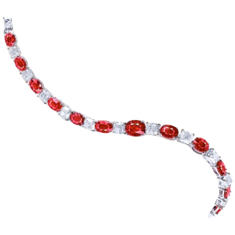 Emilio Jewelry 15.00 Carat Certified Unheated Pigeon Blood Ruby Bracelet