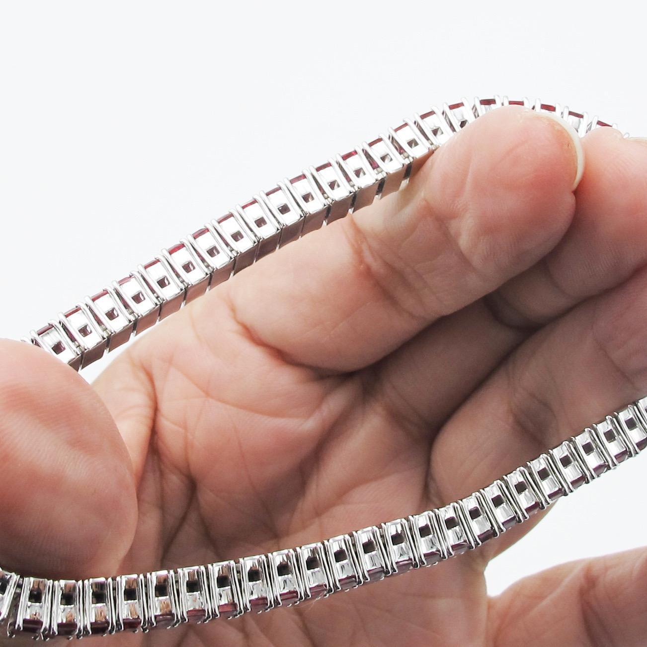 Emilio Jewelry 19.00 Carat Emerald Cut Ruby Bangle