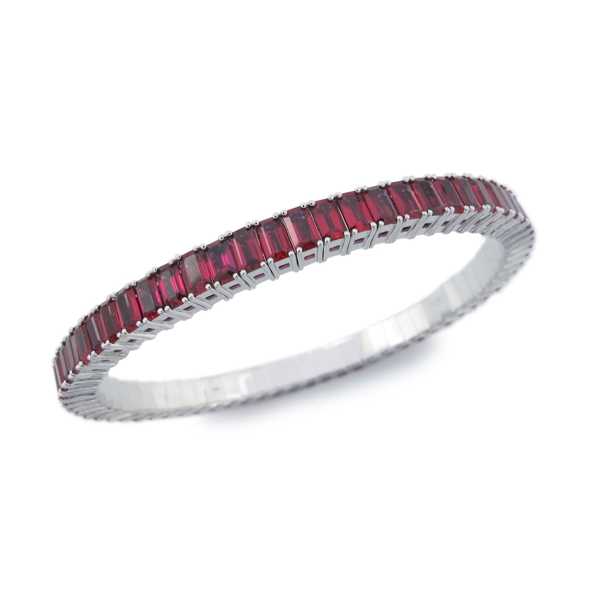 Emilio Jewelry 19.00 Carat Emerald Cut Ruby Bangle