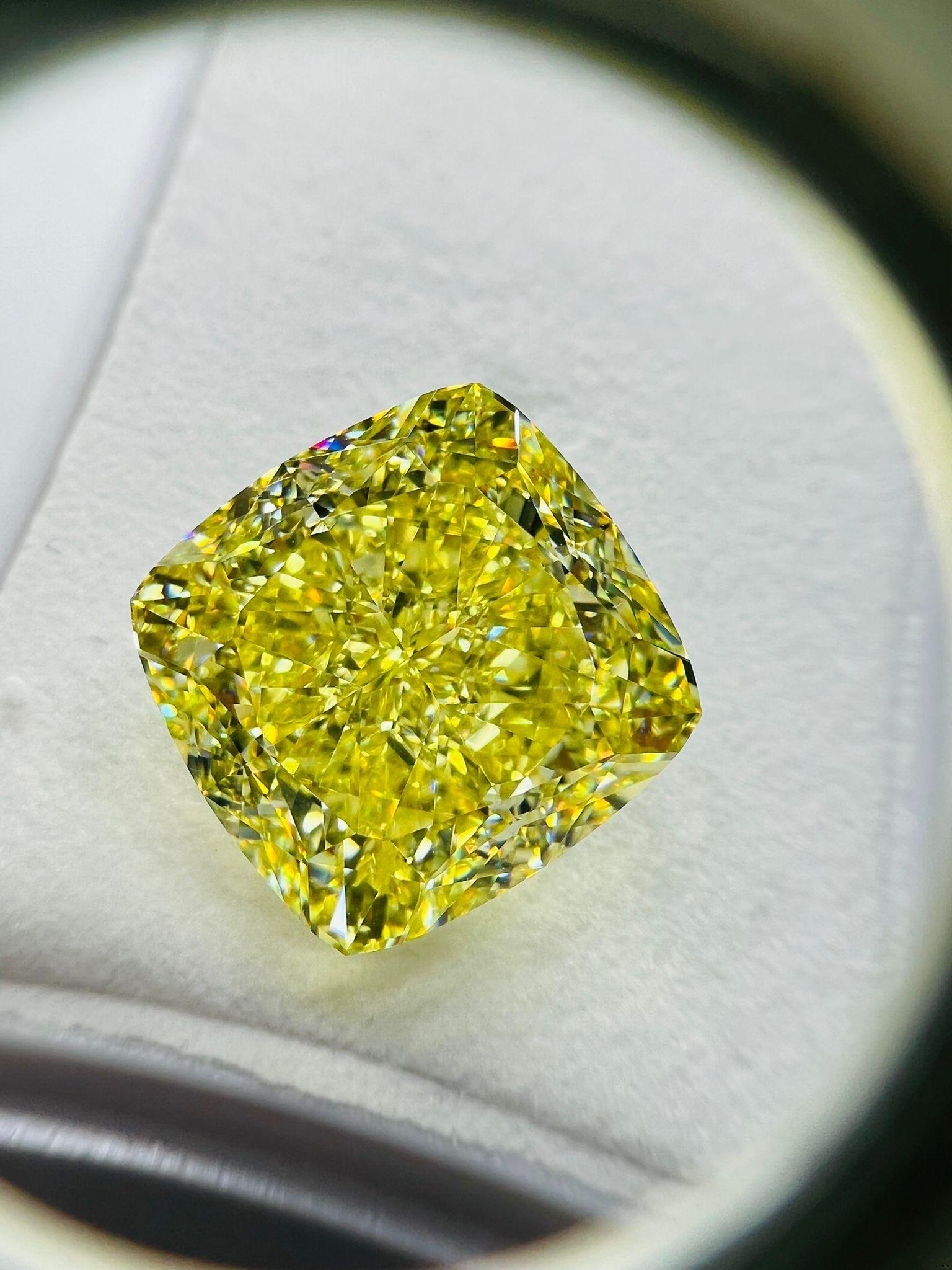 Emilio Jewelry 20.00 Carat Gia Certified Fancy Intense Yellow Diamond