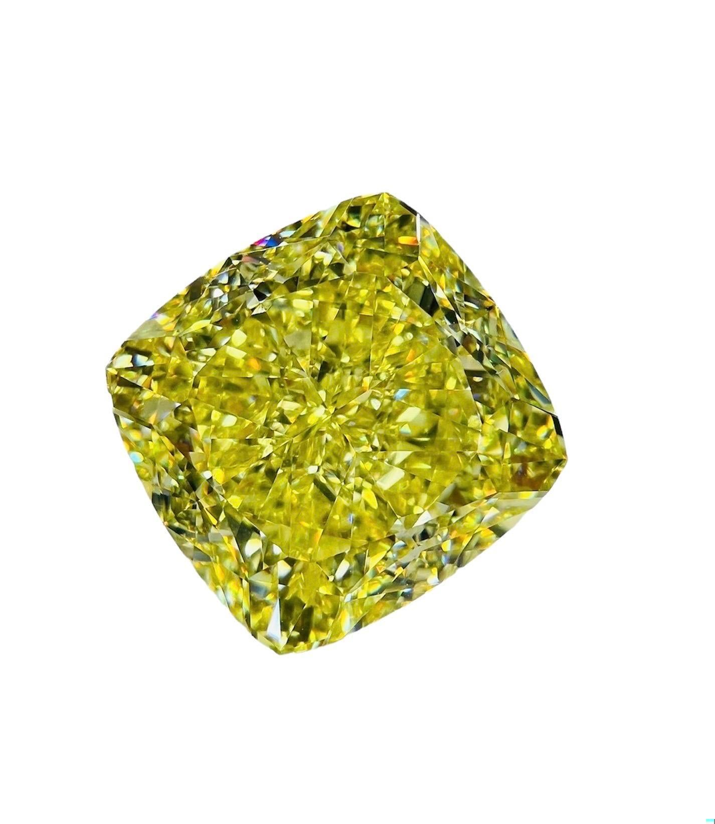 Emilio Jewelry 20.00 Carat Gia Certified Fancy Intense Yellow Diamond