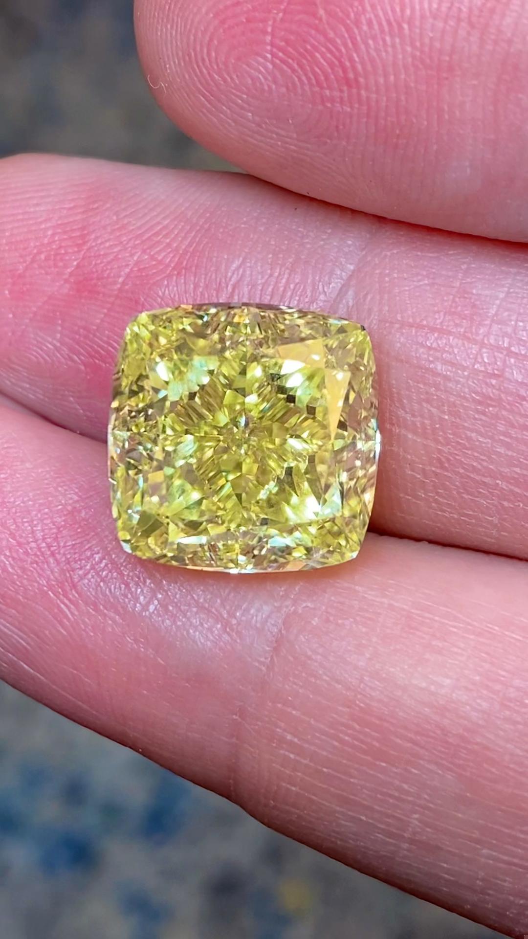 Emilio Jewelry 20.00 Carat Gia Certified Fancy Intense Yellow Diamond