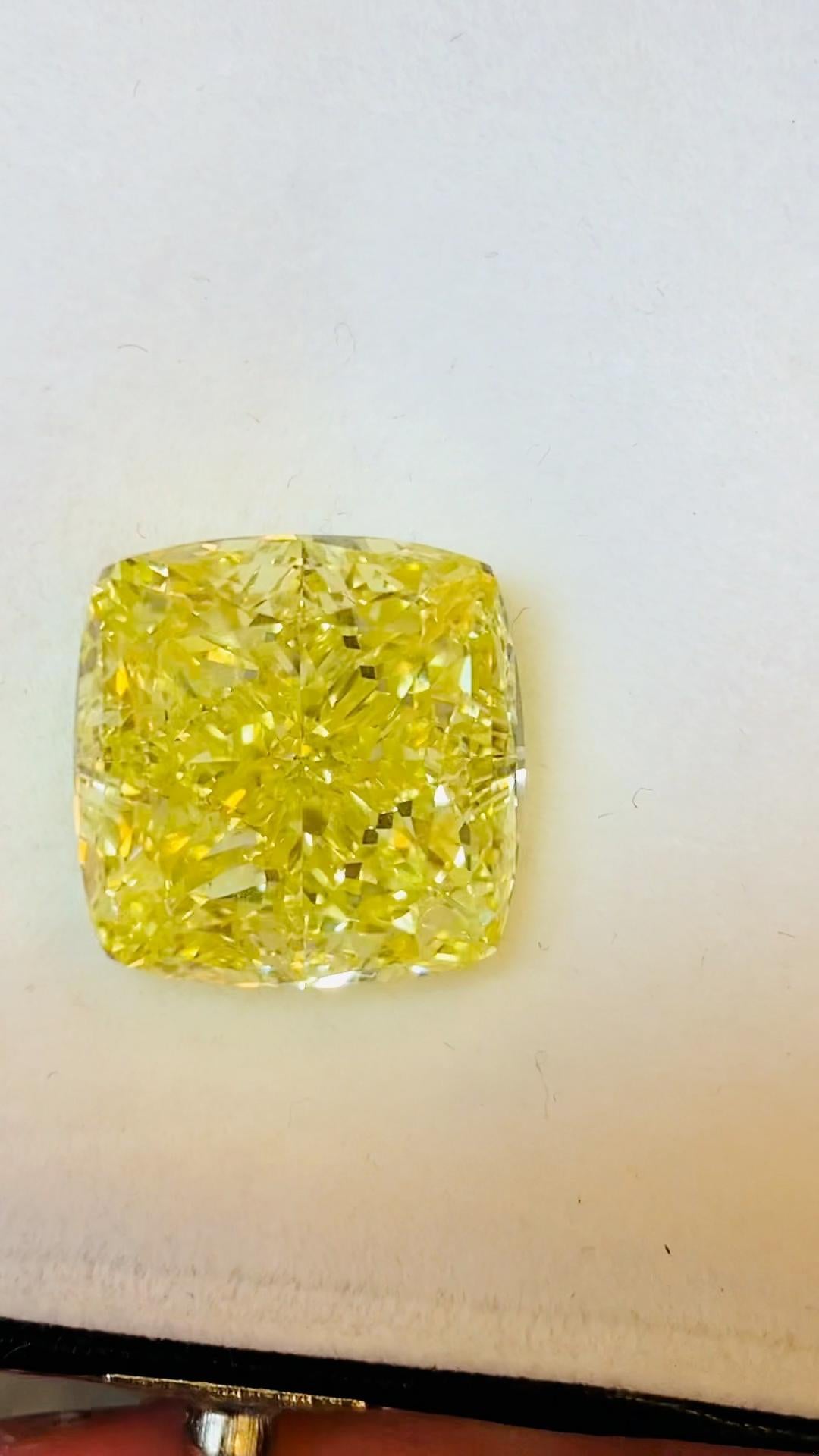 Emilio Jewelry 20.00 Carat Gia Certified Fancy Intense Yellow Diamond