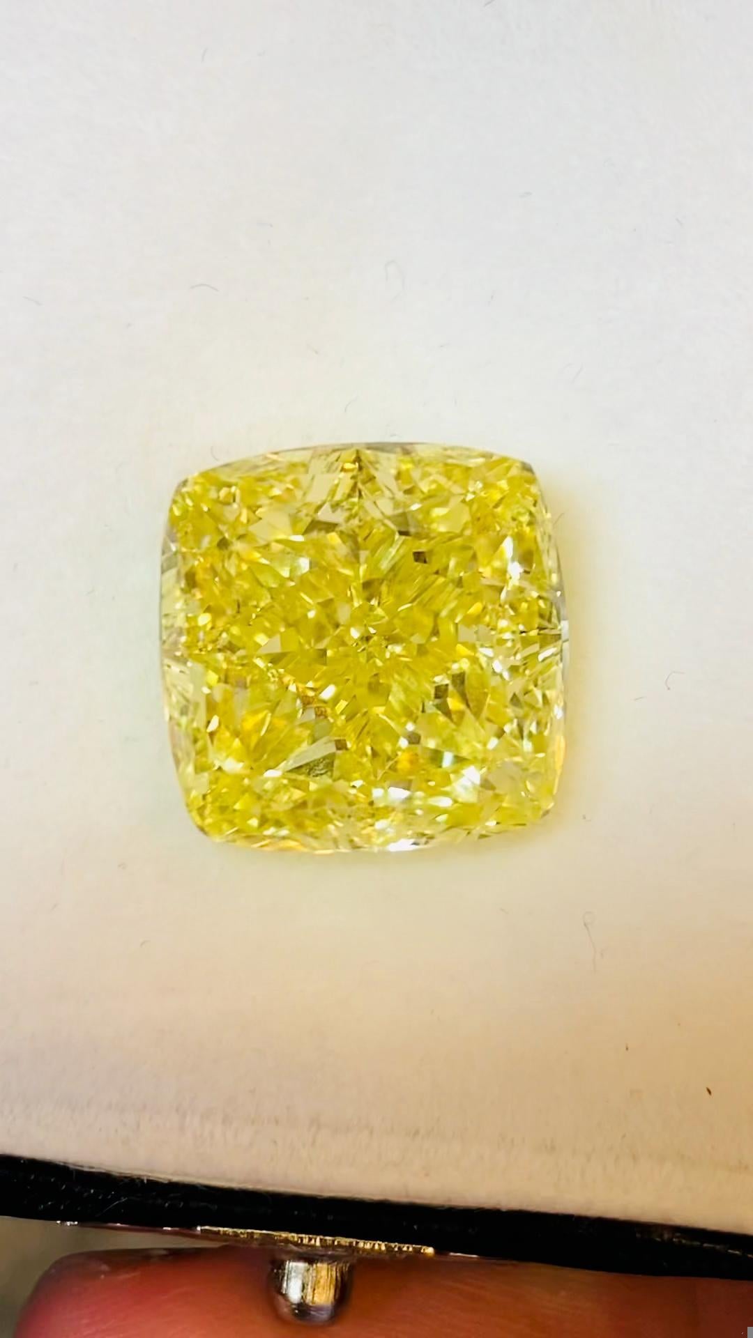 Emilio Jewelry 20.00 Carat Gia Certified Fancy Intense Yellow Diamond