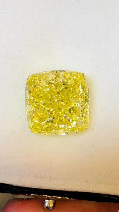 Emilio Jewelry 20.00 Carat Gia Certified Fancy Intense Yellow Diamond