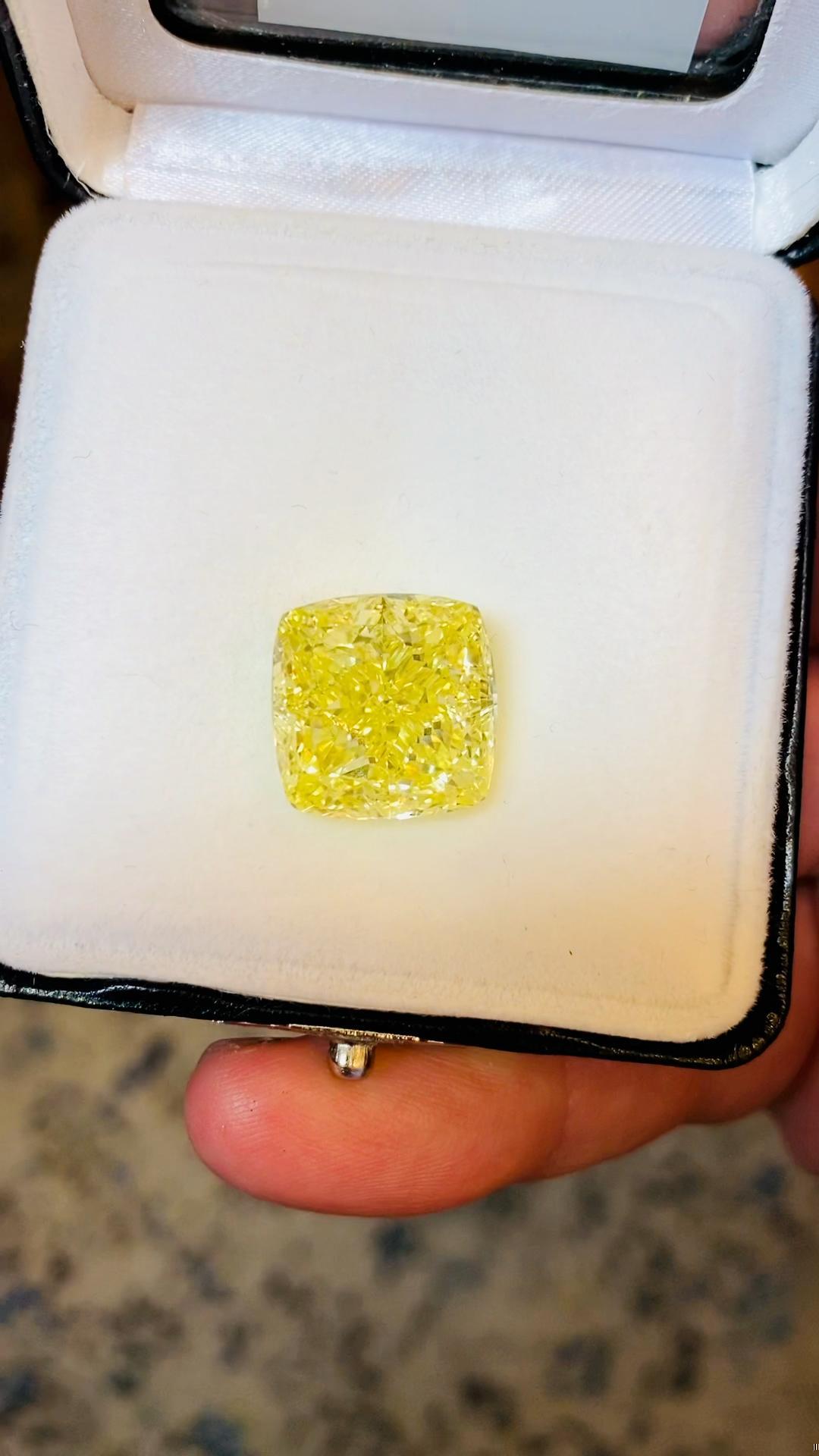 Emilio Jewelry 20.00 Carat Gia Certified Fancy Intense Yellow Diamond