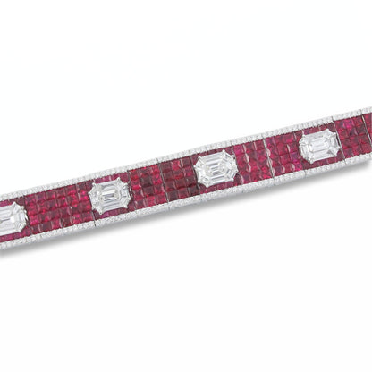 Emilio Jewelry 21.00 Carat Ruby Diamond Bracelet