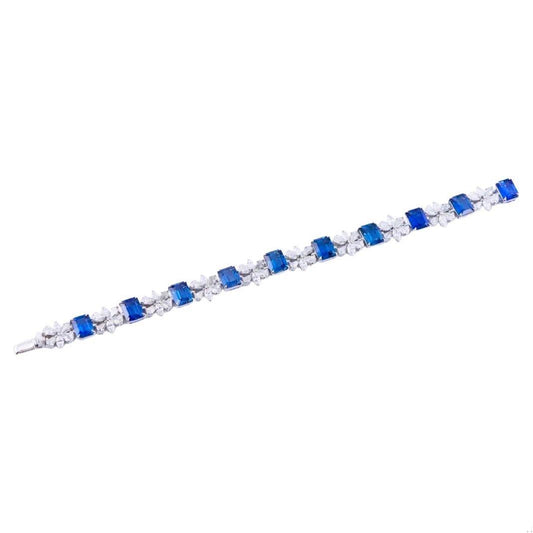 Emilio Jewelry 24.00 Carat Emerald Cut Sapphire Diamond Bracelet